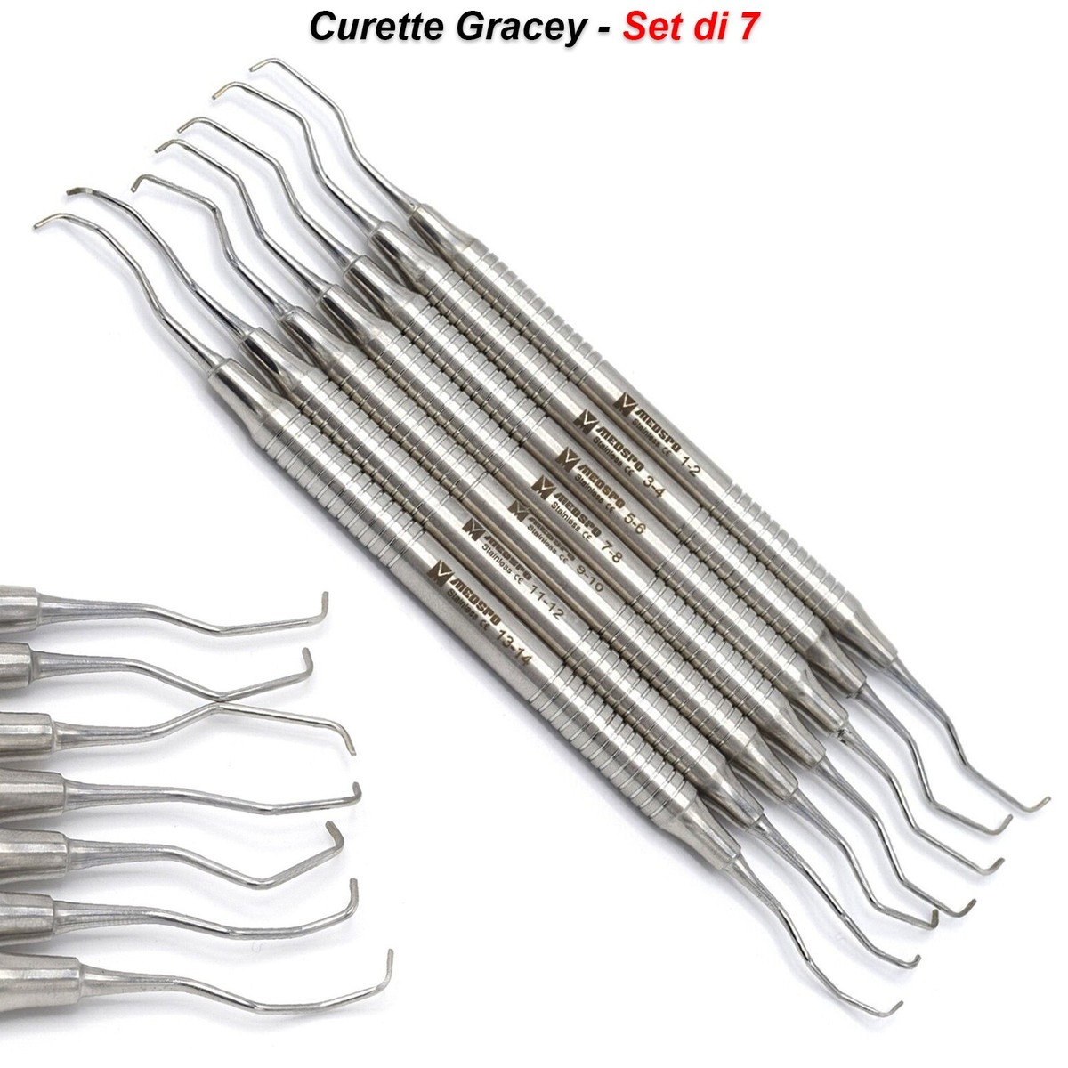 Set Strumenti Dentali In Acciaio Set Di 4 Curette Ossee Lucas | Strumenti Odontoiatrici In Acciaio Inox Per Impianti Set Curette Dentali - Foto 4