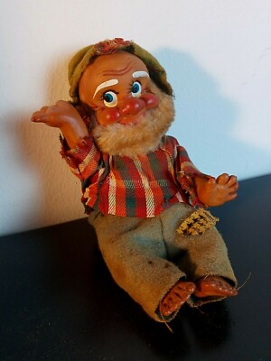Vintage Hobo, Hillbilly Bum 6'' Vinyl Doll Poseable Figure with Beard