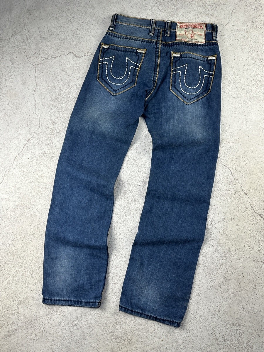 True Religionブルーデニム 32 Vintage True Religion Mens Cotton Denim Y2k Pants Jeans Made in