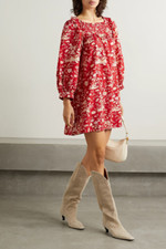 Doen Dress Size AU/UK M US XXS Red Floral Boho Cottage Long Sleeve Romantic NEW