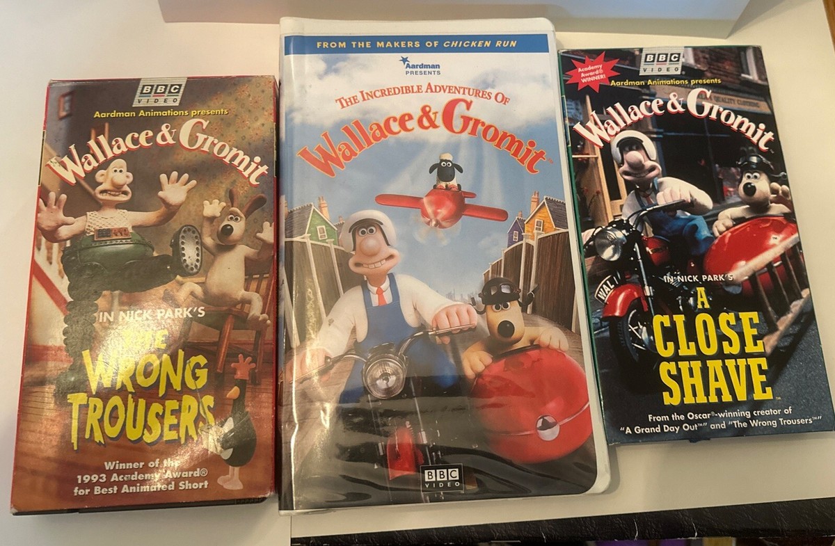Wallace and Gromit vhs set of 3 Close Shave Wrong Trouser