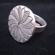 Fine Silver Rings Jewelry Ethno Anello Argento Adjustable Round Engraved 4606