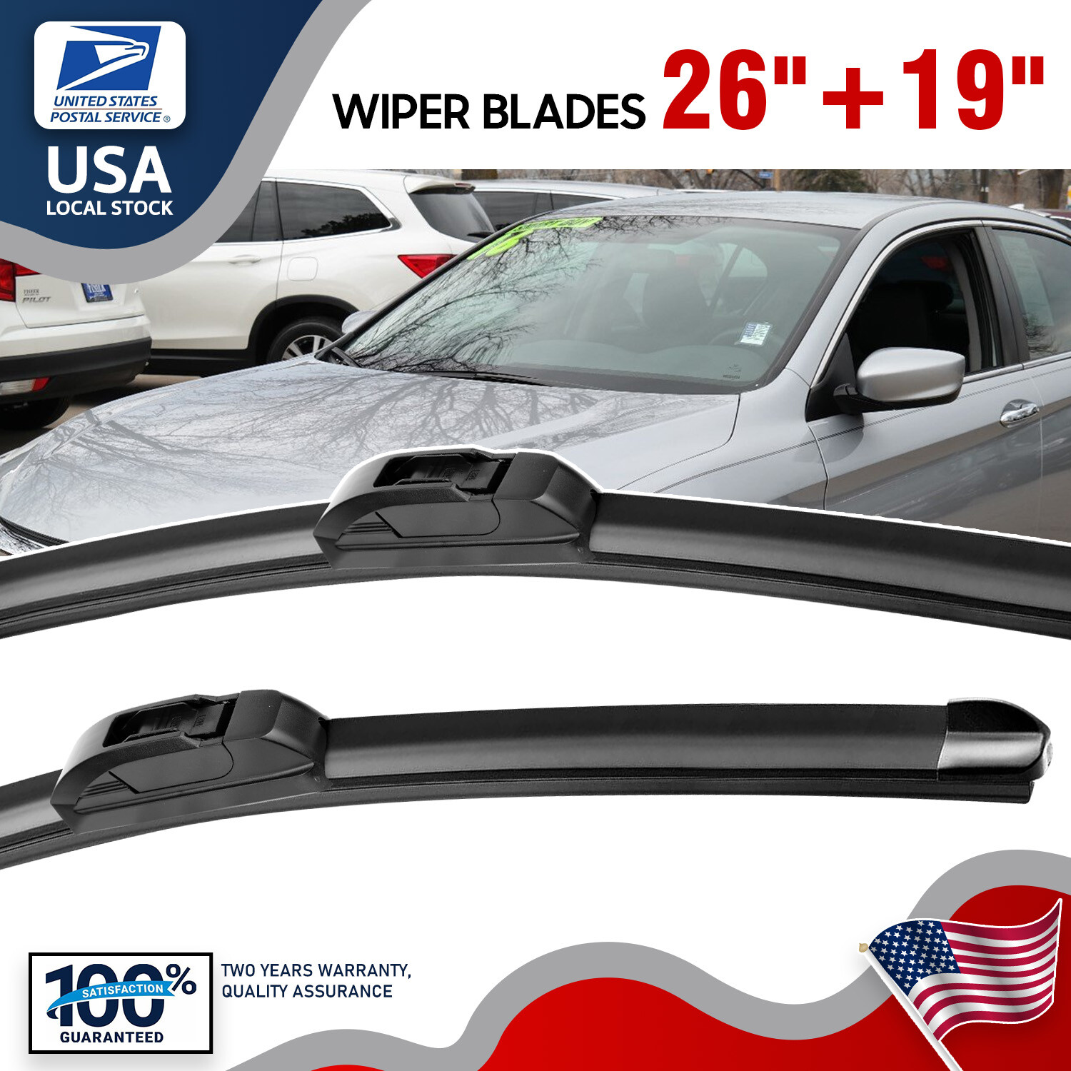 One million times usable high-speed silent front windshield wiper blades 26+19in