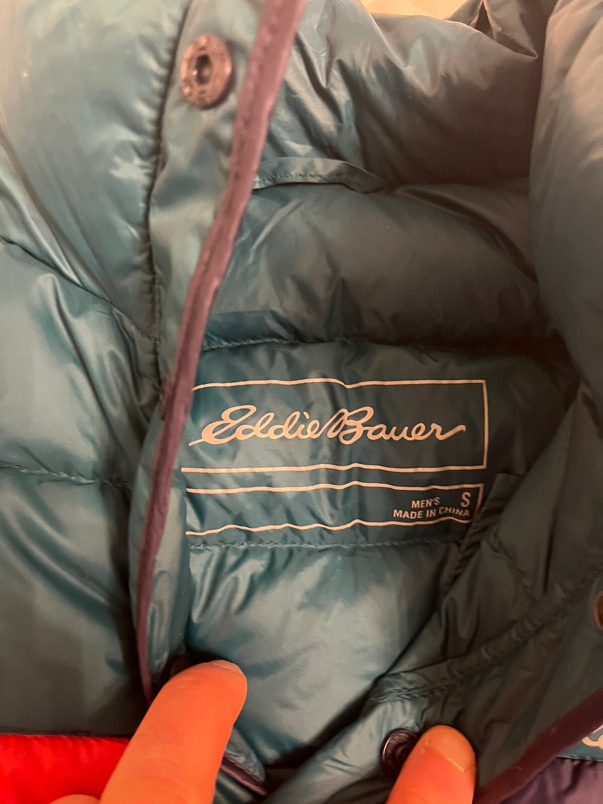 Eddie Bauer Men’s Stratuslite Down Snap Neck Pullover Size Small EUC