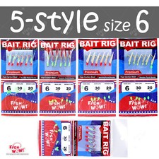 5-style Fishing Bait Rigs Size 6 Premium sabiki 6 Hooks