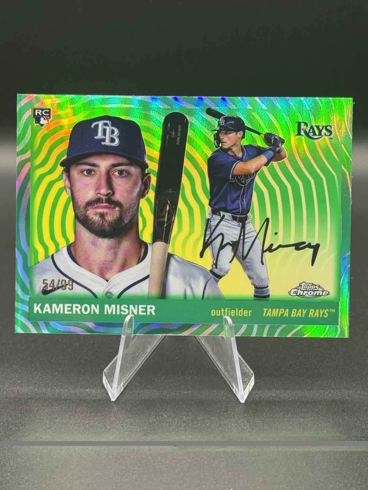 2025 Topps Chrome Platinum Kameron Misner RC Green Vibrations Refractor /99
