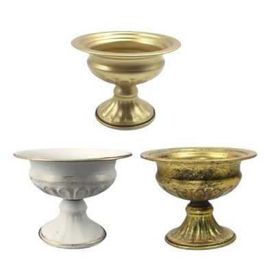 Antique Metal Small Urn Flower Vases For Table Centerpieces And Interior Decors