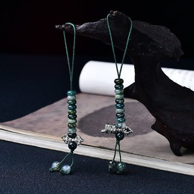 3x6mm Natural Moss Agate Counter Bead Pendant Tibetan Silver Bracelet Accessory