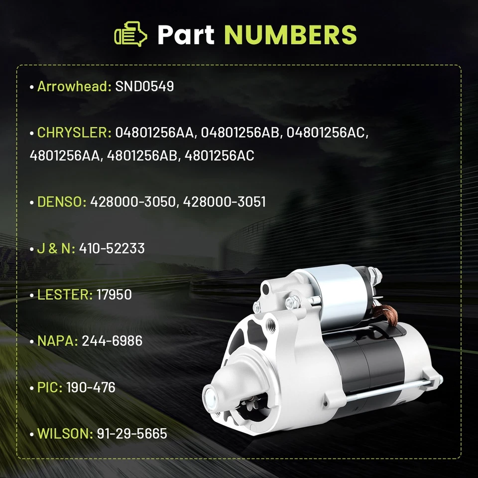 Starter Motor For 2006-2010 Dodge Dakota Durango Ram 1500 & Mitsubishi Raider - Изображение 2 из 4