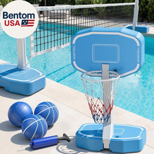Pool Volleyball Net Pool Basketball Hoop 2 in 1,Pool Volleyball Net for Inground