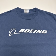Boeing Logo T-Shirt Employee Short Sleeve Mens Size XL - Navy Blue