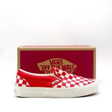 NEW Unisex VANS Classic Slip-On Color Theory Checkerboard Shoe TOMATO RED