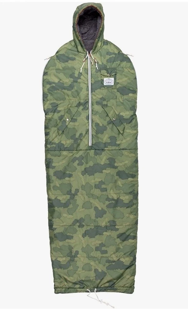 Poler Stuff Napsack Shaggy Camo Faux Fur Grey Sleeping Bag Suit S CampVibes RARE