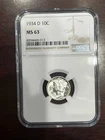 1934 D Dime NGC MS 63