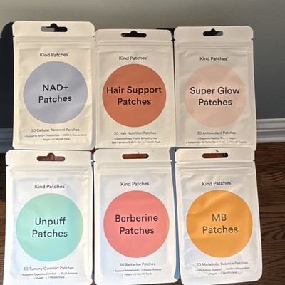 Kind Patches NAD+ Hair Support Super Glow Unpuff Berberine MB 30ct 6 Pack