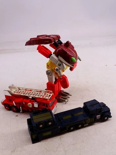 Vintage Transformer Fire Engine Truck Semi Monsterbot Repugnus 1987 x3 G1 Retro