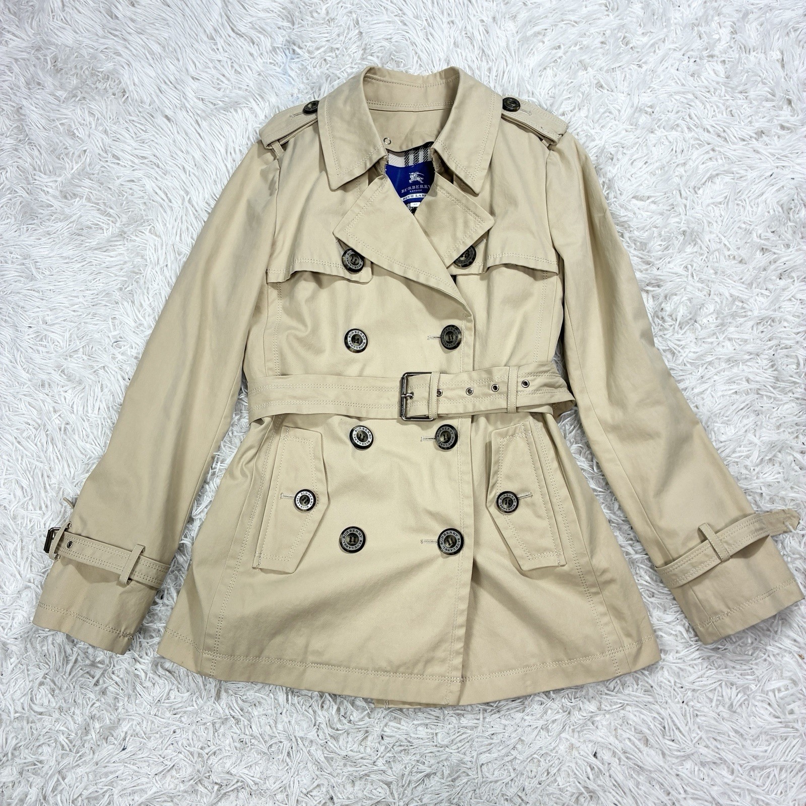 Burberry Blue Label Half Trench Coat Women's Size 40 Honey Beige