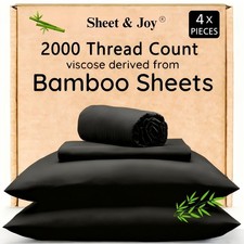 4pcs Bamboo Bed Sheet Set 2000TC Cooling Deep Pocket 16in Soft Hotel Sheets