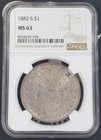 *TONING* 1882-S US Morgan Silver Dollar - NGC MS 63