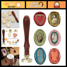 6-in-1 Vintage Wax Seal Stamp Kit - Rectangle, Oval Heart Stamps for Invitatio