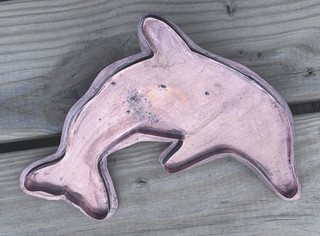 Michael Bonne X Large Dolphin Copper Cookie Cutter Flat Back w/Handle 10" Signed