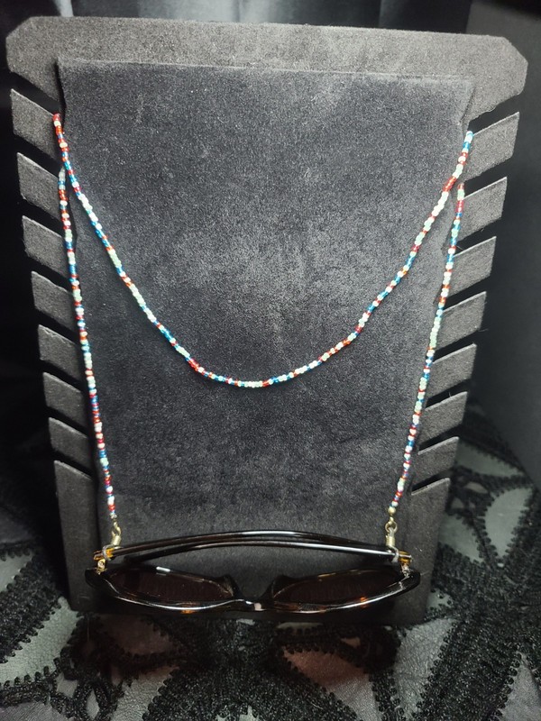 Multicolor Beaded Eyeglass Cord Strap with Rubber Loops for Glasses, Sunglasses
