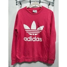Adidas Trefoil Logo Crewneck Sweatshirt Bright Pink Kids Size L 13-14 Youth