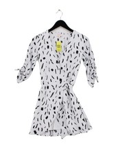 Dancing Leopard Wrap Midi Dress UK8 in White