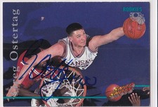 Greg Ostertag KU Jayhawks #00, Utah Jazz SIGNED CARD AUTOGRAPHED