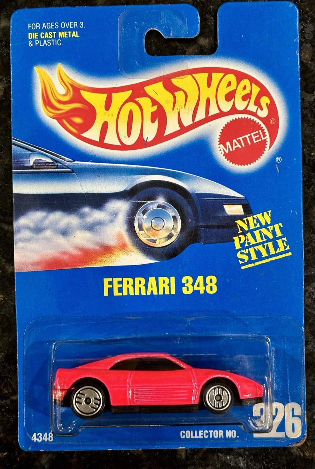 Hot Wheels 1993 Blue Card #226 Ferrari 348 Pink with Red Seats and Tinted Glass