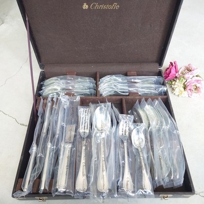 Christofle Malmaison Silverplate Standard Knife Fork Spoon 30pcs Box Excellent