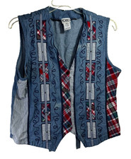 Koret City Blues Woman's Vintage Denim Patchwork Art Vest - Size: Large