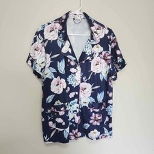 Navy Floral Pajama Set Women's Medium