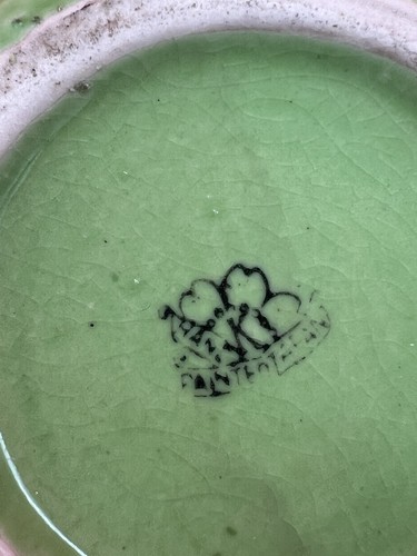 Alesatore e brocca agrumi maiolica vintage dipinta a mano verde/floreale Giappone perfetta - Foto 6 di 10
