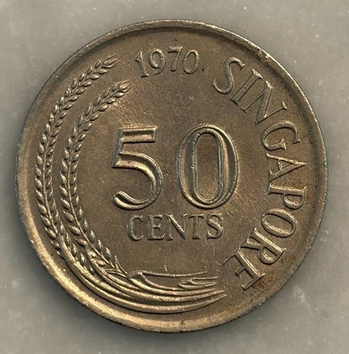 1970 Singapore 50 Cents - AU - About Uncirculated