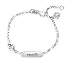 925 Sterling Silver Adjustable Heart Tag ID Bracelet for Toddlers  Young Girls