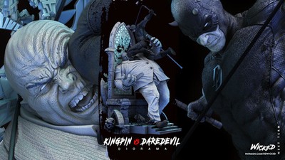 3D gedruckter 16K Lüfter aus WICKED Diorama Daredevil und Kingpin bis 350mm