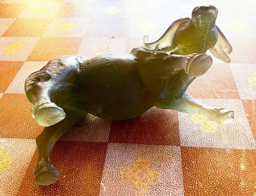 DAUM BUFFLE GM PATE DE VERRE GRÜNTON KRISTALL WASSERBÜFFEL FIGUR 11,5 Zoll - Bild 5 von 8