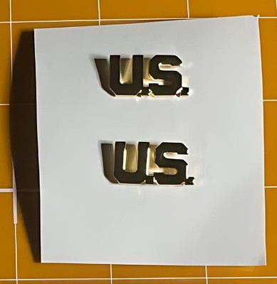 US ARMY Gold COLOR Officers U.S. Collar INSIGNIAS  New