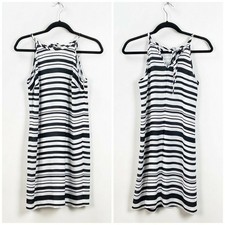 Banana Republic 0 Womens White Black Striped Sleeveless Tank Shift Dress