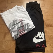 Nike Boys Black Shorts With White Shirt Outfit Size XL 13-15 Years 