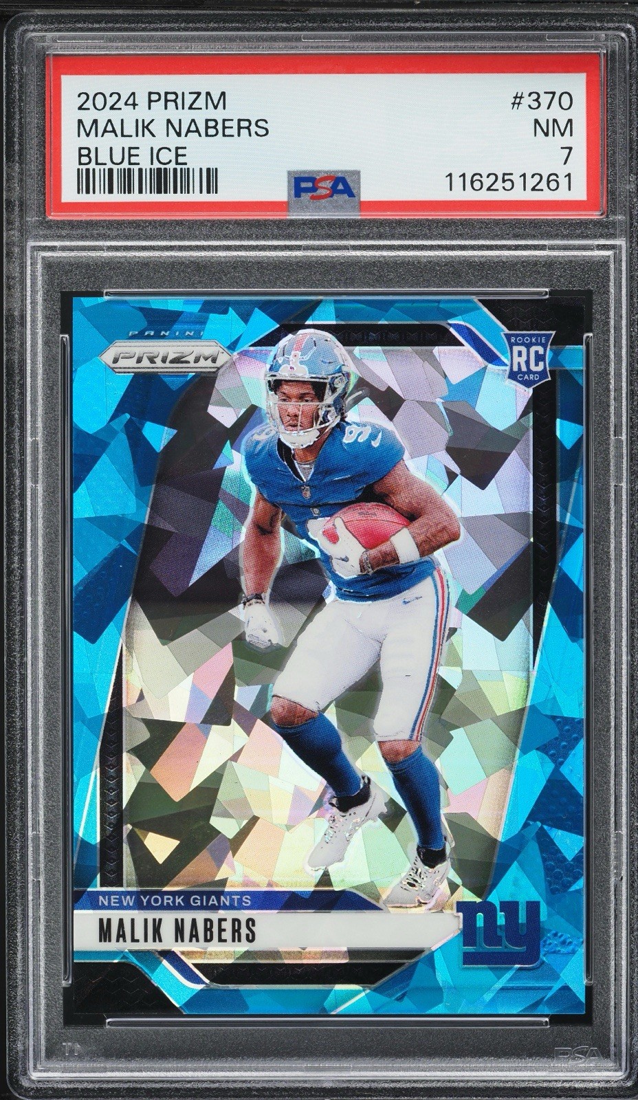 2024 Panini Prizm Malik Nabers Blue Ice Rookie /99 SSP PSA 7 #370