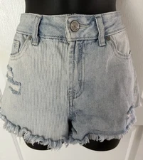 Rewash Denim Shorts Cutoff Distressed With Striped Accents Size 5