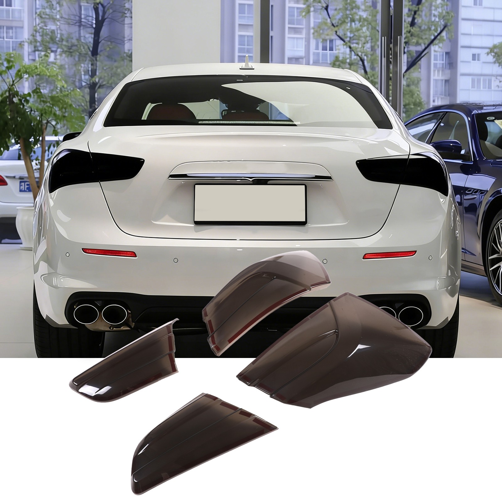 For Maserati Ghibli 21-25 4×Smoked Black ABS Tail Light Lamp Guard Cover