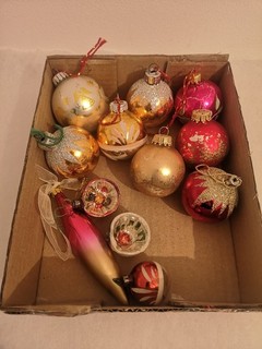 Vintage Hand Blown Glass Baubles Christmas Tree Decorations Indent Reflector
