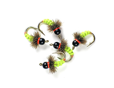Troutflies Nymphes Tchèques NP354 – Lot De 12 Mouches Pour Truite, Perles De Tungstène, Noir Et Olive, Taille 10/12