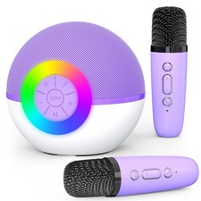 Mgaolo Mini Karaoke Machine for Kids Adults,Portable Bluetooth Purple 2mic