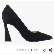 Nine West Trendz Size 9M Leather Suede Pump Black Trendy Sculpted Heel New