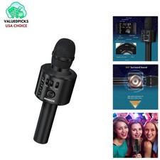 3-in-1 Wireless Bluetooth Karaoke Microphone - Portable Singing Machine in Black