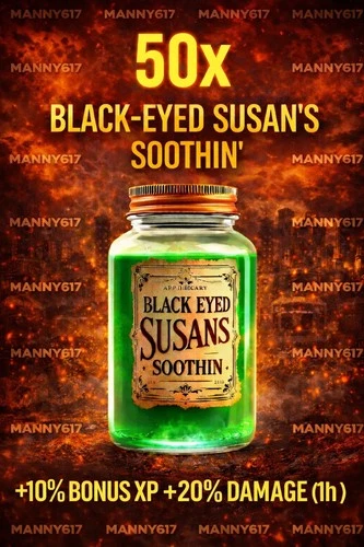 Fallout 76 PS4 / PS5 – Black-Eyed Susan’s Soothin’ x50 (XP & Damage Buff AID)